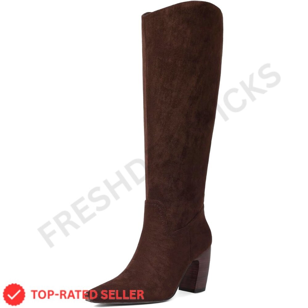 Brand New Oiamenne Boots 7.5 Brown Chunky Heel